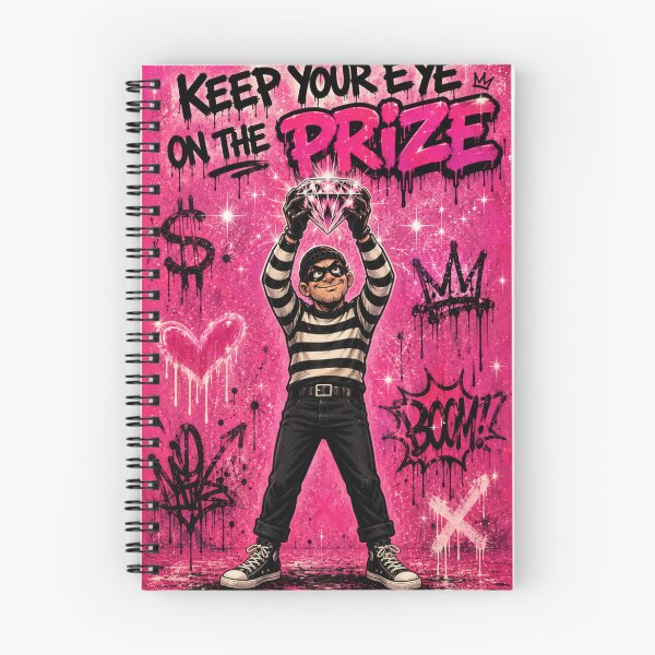 Item preview, Keep Your Eye on the Prize Motivation, Pink Graffiti Burglar Comic Art Poster designed and sold by KishShop.