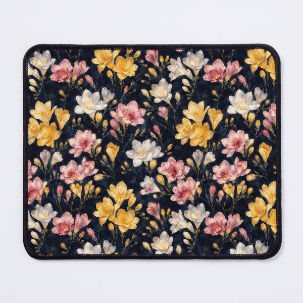 Item preview, Freesia Night Dark Background Watercolor Seamless Pattern designed and sold by Inkworksbyshery.
