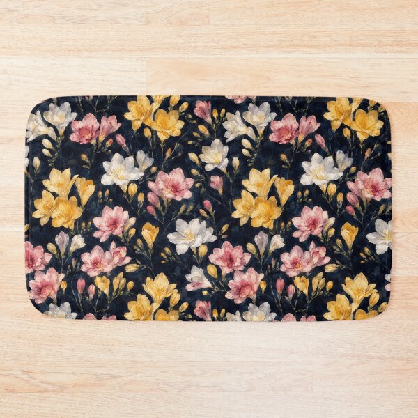 Item preview, Freesia Night Dark Background Watercolor Seamless Pattern designed and sold by Inkworksbyshery.