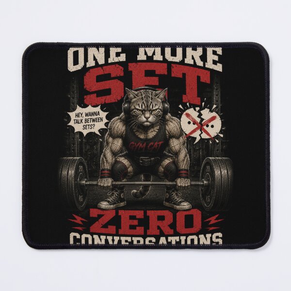 Item preview, One More Set Zero Conversations Funny Gym Cat Vintage Fitness Gift designed and sold by Digistore1221.