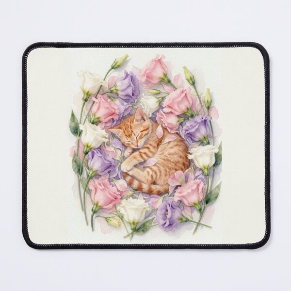 Item preview, Sleeping Ginger Cat in Pastel Flowers designed and sold by BCapybara.