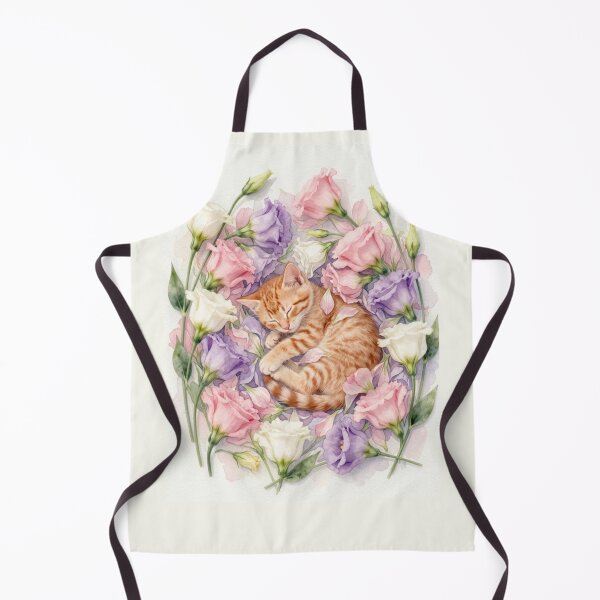 Item preview, Sleeping Ginger Cat in Pastel Flowers designed and sold by BCapybara.