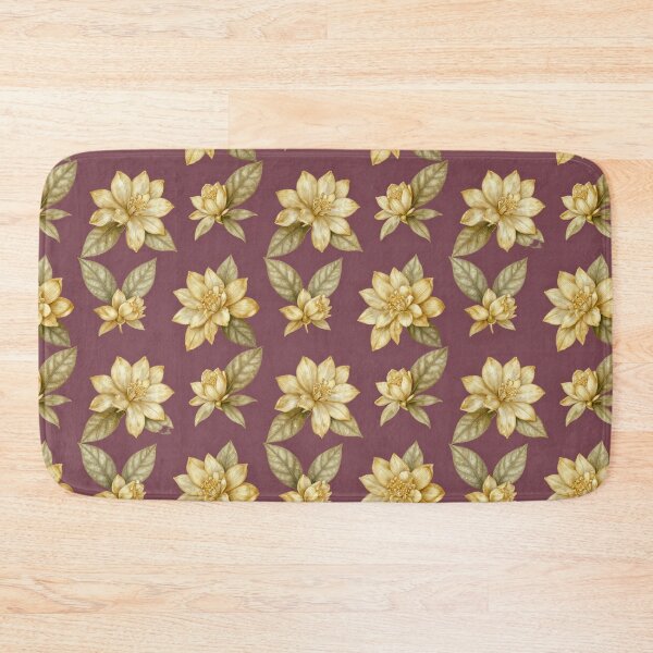 Item preview, Elegant Golden Floral Seamless Pattern on Plum | Vintage Botanical Design designed and sold by Joyfulfabric.