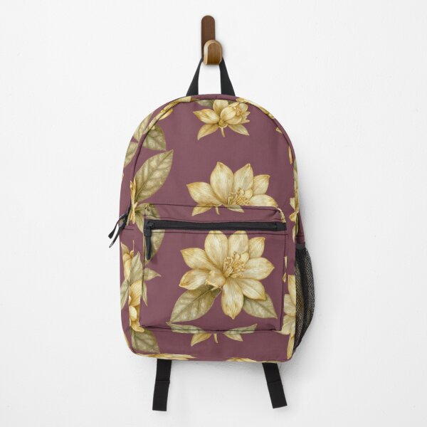 Item preview, Elegant Golden Floral Seamless Pattern on Plum | Vintage Botanical Design designed and sold by Joyfulfabric.