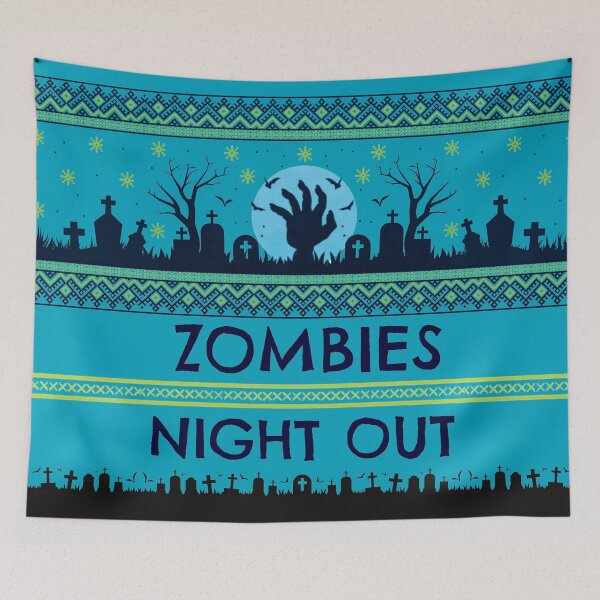 Item preview, Zombies Night Out Halloween Ugly Sweater designed and sold by Volt Junkies.