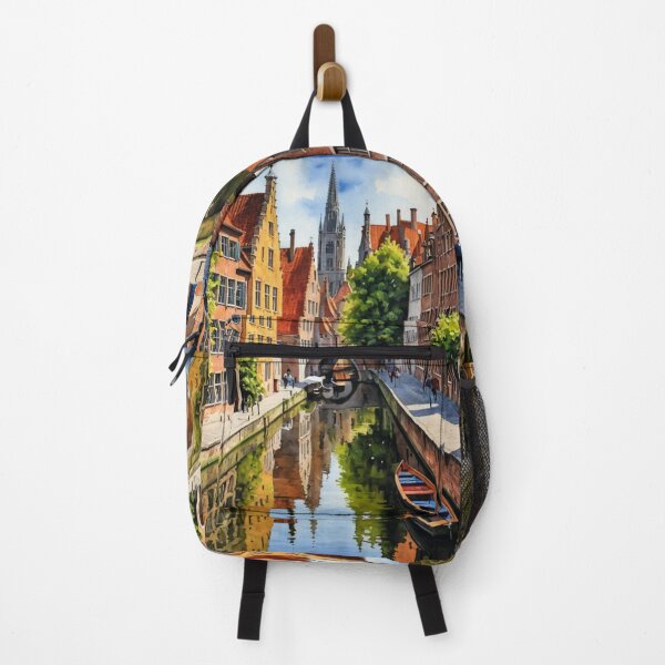 Item preview, Beautiful European City Canal Gothic Cathedral Watercolor Art designed and sold by UmSkelig834.