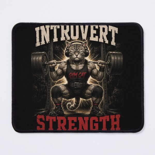 Item preview, Introvert Strength Funny Gym Cat Vintage Coffee Fitness Gift designed and sold by Digistore1221.