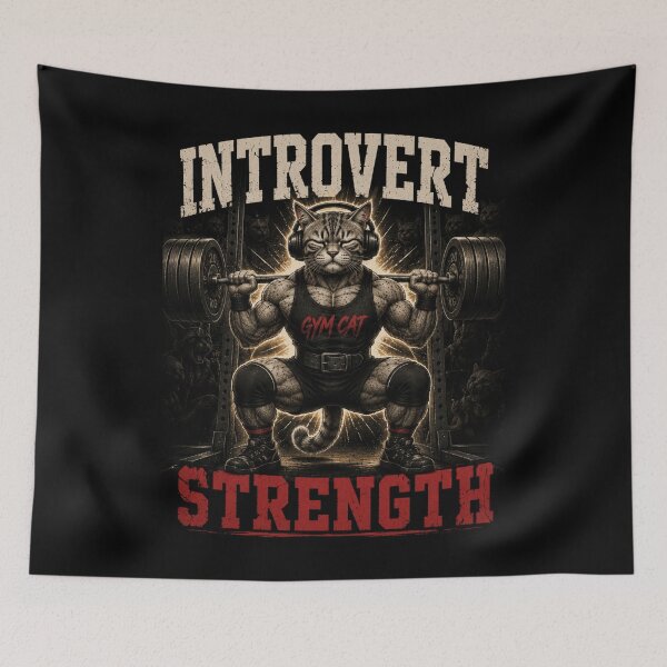 Item preview, Introvert Strength Funny Gym Cat Vintage Coffee Fitness Gift designed and sold by Digistore1221.