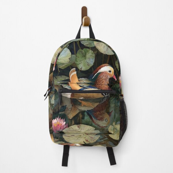 Item preview, A Mandarin Duck gliding across a lily pond, Birds in Motion designed and sold by CDC40.