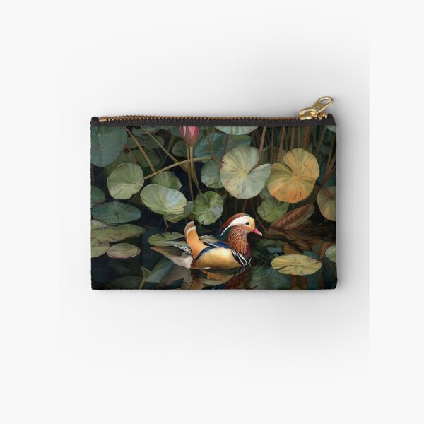 Item preview, A Mandarin Duck gliding across a lily pond, Birds in Motion designed and sold by CDC40.