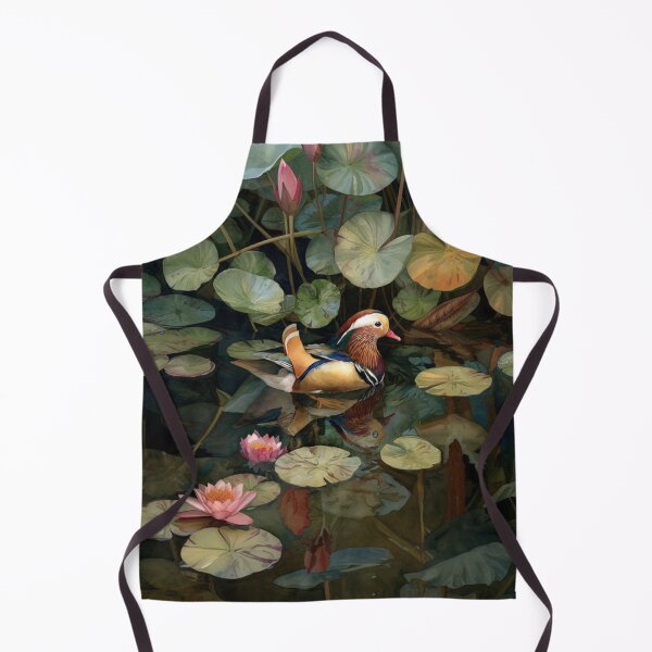 Item preview, A Mandarin Duck gliding across a lily pond, Birds in Motion designed and sold by CDC40.
