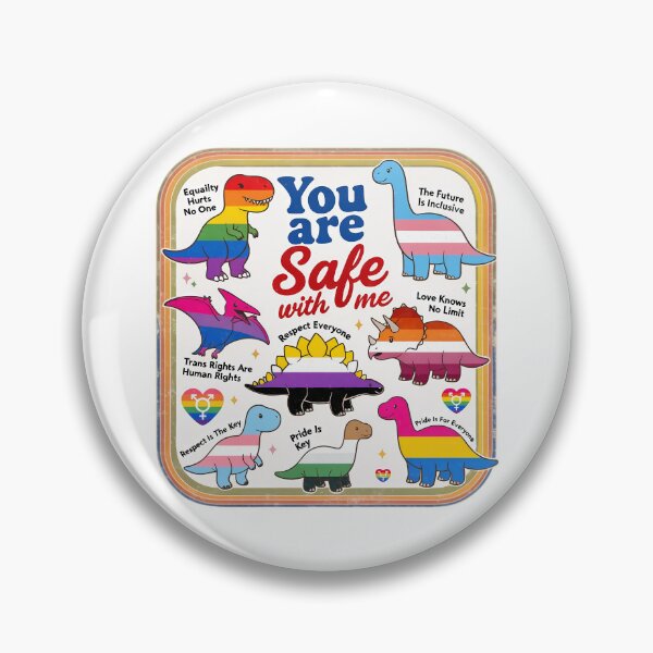 Item preview, You Are Safe With Me Ally Dinosaur LGBTQ Pride Rainbow Inclusive Awareness Retro designed and sold by ZBIFBOUETLA.
