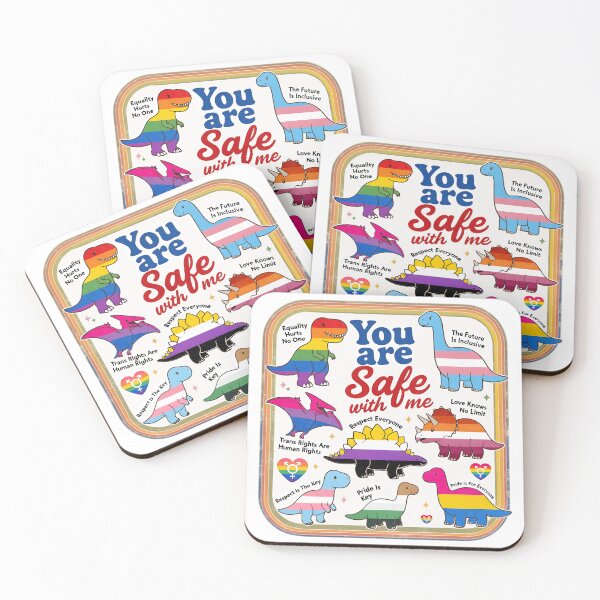 Item preview, You Are Safe With Me Ally Dinosaur LGBTQ Pride Rainbow Inclusive Awareness Retro designed and sold by ZBIFBOUETLA.
