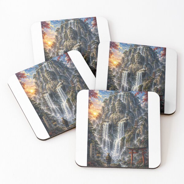 Item preview, Sacred Buddha Waterfall | Japanese Fantasy Landscape | Ukiyo-e Inspired Art Print designed and sold by Substance_life.