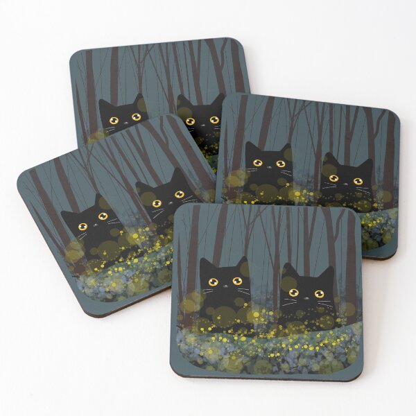 Item preview, Black Cats and Fireflies designed and sold by KilkennyCat Art.