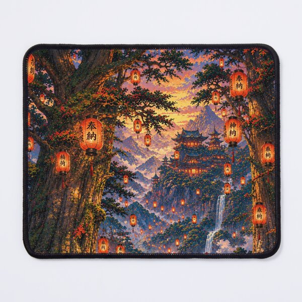 Item preview, The Valley of Lanterns | Japanese Fantasy Shrine | Ukiyo-e Inspired Art Print designed and sold by Substance_life.