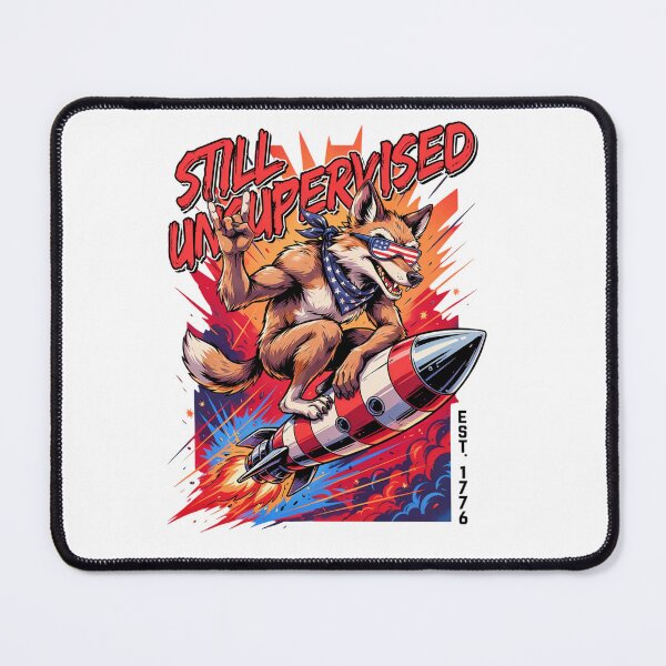 Item preview, Still Unsupervised Patriotic Werewolf Rocket Rider Tee v1 designed and sold by DarylWelsh2024.