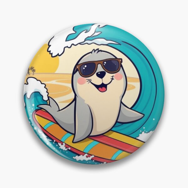 Item preview, Cute Surfing Seal Cartoon Summer Beach designed and sold by oleend.