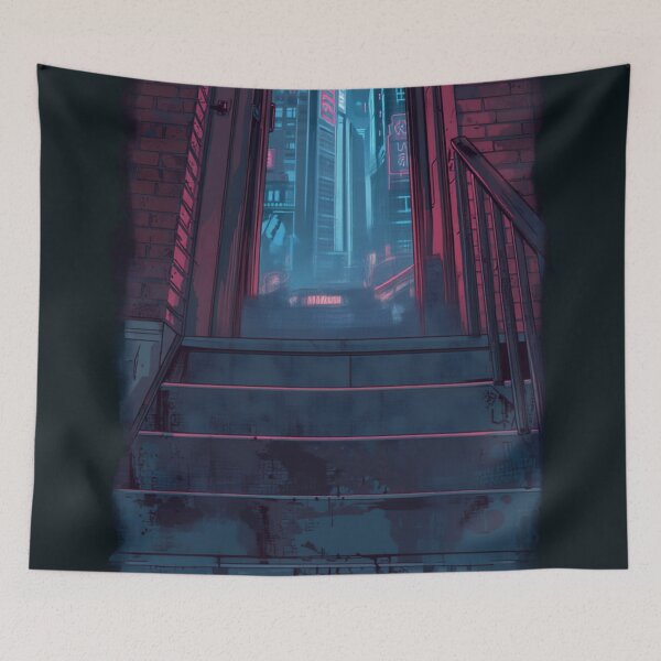 Item preview, Cyberpunk Street With No Guy Night City Neo Tokyo Painterly Manga Art designed and sold by The Fine Print by BassAddict.
