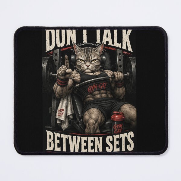Item preview, Don't Talk Between Sets Funny Gym Cat Vintage Fitness Gift designed and sold by Digistore1221.