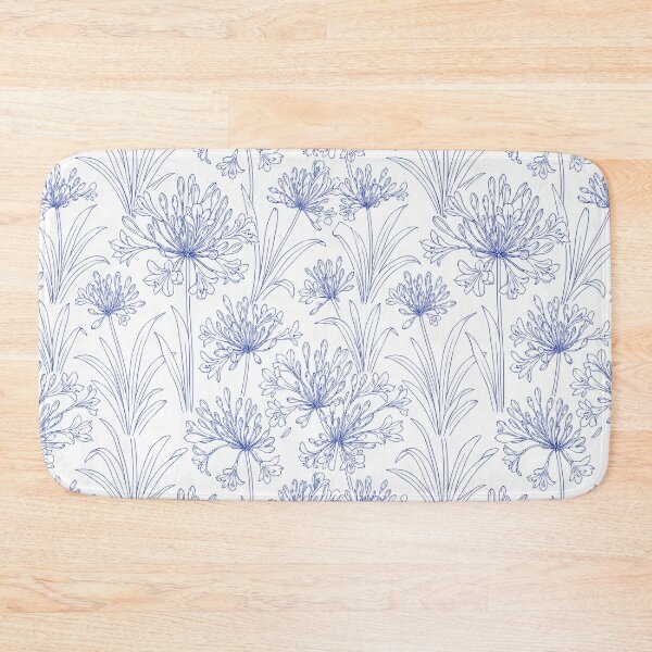Item preview, Agapanthus Minimal Line Art Cobalt Seamless Pattern designed and sold by Inkworksbyshery.