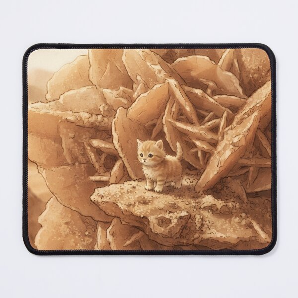 Item preview, Tiny Kitten on a Giant Desert Rose Stone Miniature Illustration designed and sold by DuckOddity.