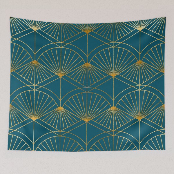 Item preview, Glamorous Blue And Golden Vintage Art Deco Pattern designed and sold by DEC02.