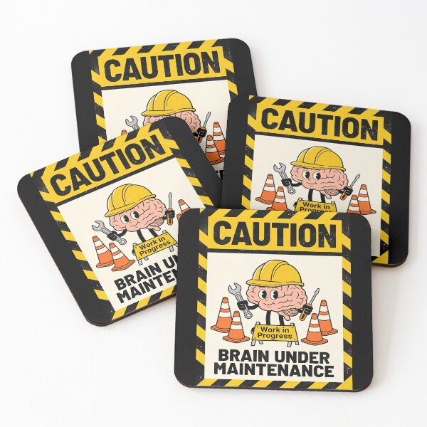 Item preview, Caution: Brain Under Maintenance | Funny Warning Sign Sticker & T-Shirt designed and sold by FuzzDrive.