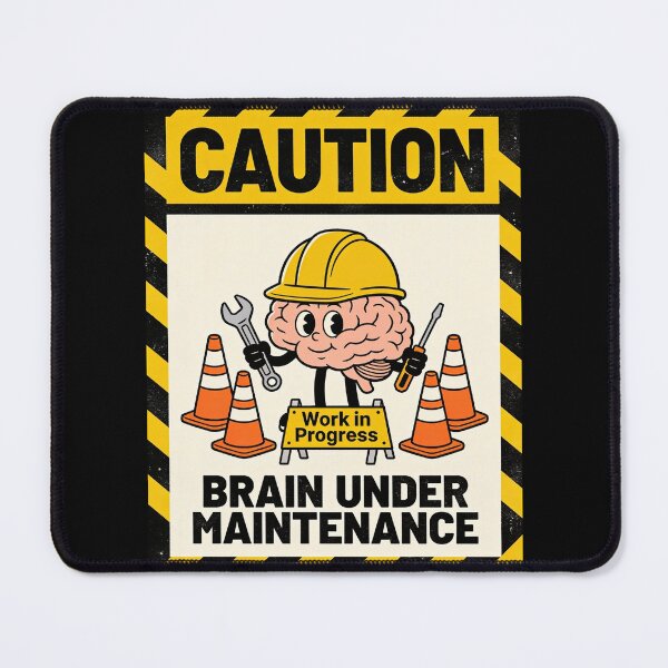 Item preview, Caution: Brain Under Maintenance | Funny Warning Sign Sticker & T-Shirt designed and sold by FuzzDrive.
