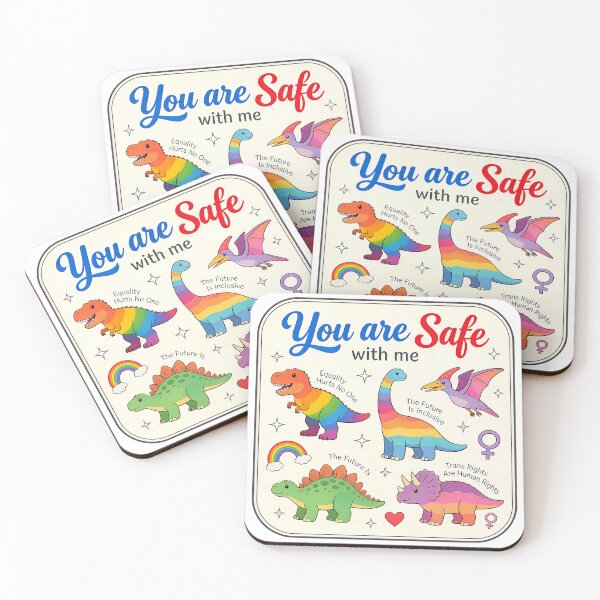Item preview, You Are Safe With Me LGBTQ Ally Dinosaur Rainbow Pride Inclusive Equality Awareness designed and sold by ZBIFBOUETLA.