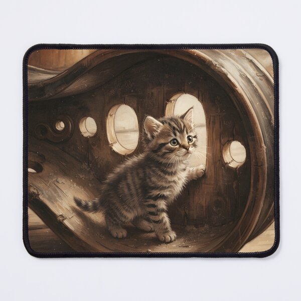 Item preview, Tiny Kitten in a Giant Wooden Violin Pegbox Miniature Illustration designed and sold by DuckOddity.
