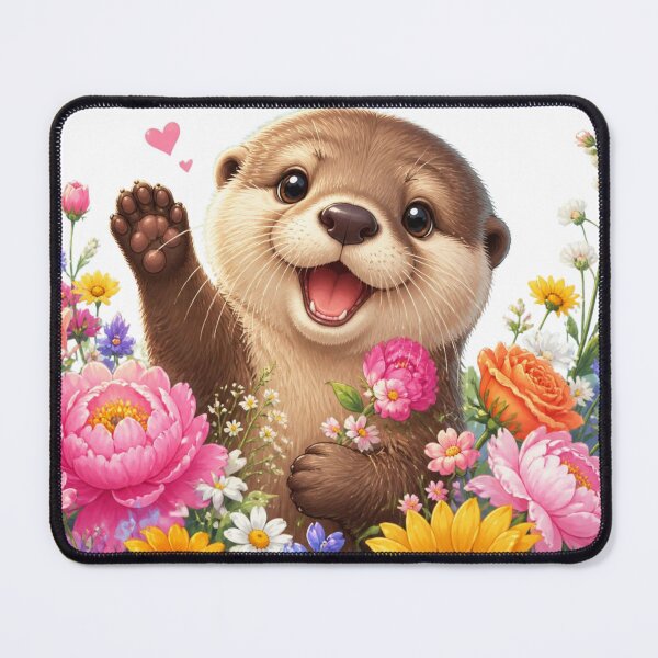Item preview, Cute otter with colorful flowers designed and sold by VladaV.