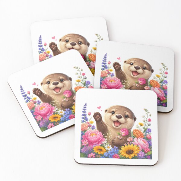Item preview, Cute otter with colorful flowers designed and sold by VladaV.