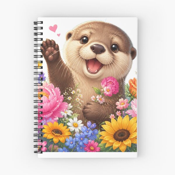 Item preview, Cute otter with colorful flowers designed and sold by VladaV.