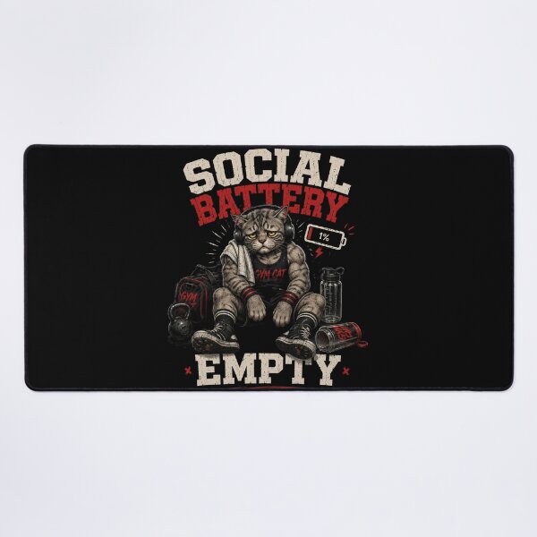 Item preview, Social Battery Empty Funny Gym Cat Vintage Fitness Gift designed and sold by Digistore1221.