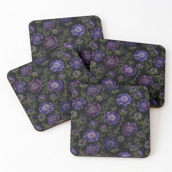Item preview, Scabiosa Dark Moody Watercolor Night Seamless Pattern designed and sold by Inkworksbyshery.