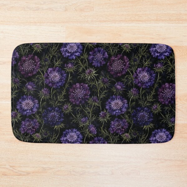 Item preview, Scabiosa Dark Moody Watercolor Night Seamless Pattern designed and sold by Inkworksbyshery.