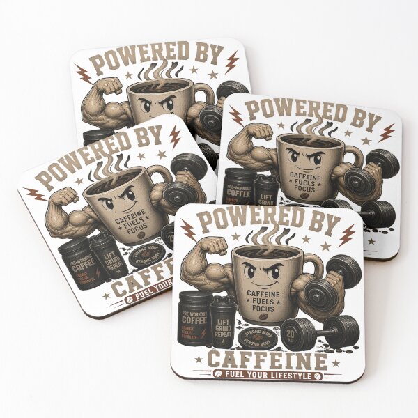 Item preview, Powered By Caffeine Funny Gym Coffee Mug Vintage Fitness Gift designed and sold by Digistore1221.