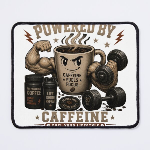Item preview, Powered By Caffeine Funny Gym Coffee Mug Vintage Fitness Gift designed and sold by Digistore1221.