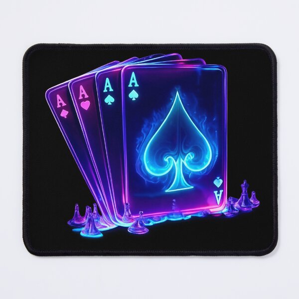 Item preview, Neon Four Aces Poker Shirt | Glowing Casino Playing Cards Graphic Tee designed and sold by GarnerSupplyCo.