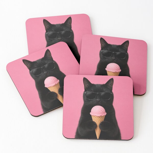 Item preview, Cool Cat Ice Cream – Funny Black Cat with Sunglasses designed and sold by LittleGinnyArt.