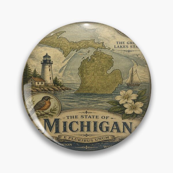 Item preview, Vintage Michigan stamp art designed and sold by hollycooper.