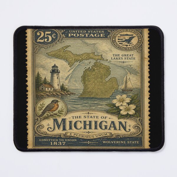 Item preview, Vintage Michigan stamp art designed and sold by hollycooper.