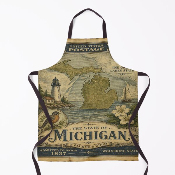 Item preview, Vintage Michigan stamp art designed and sold by hollycooper.