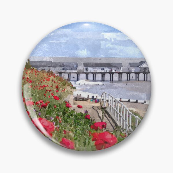 Item preview, Watercolour painting  of poppies near Southwold pier designed and sold by stevepaint.