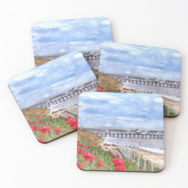 Item preview, Watercolour painting  of poppies near Southwold pier designed and sold by stevepaint.