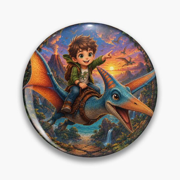 Item preview, Cute Boy Riding Flying Pterodactyl designed and sold by MySthore.