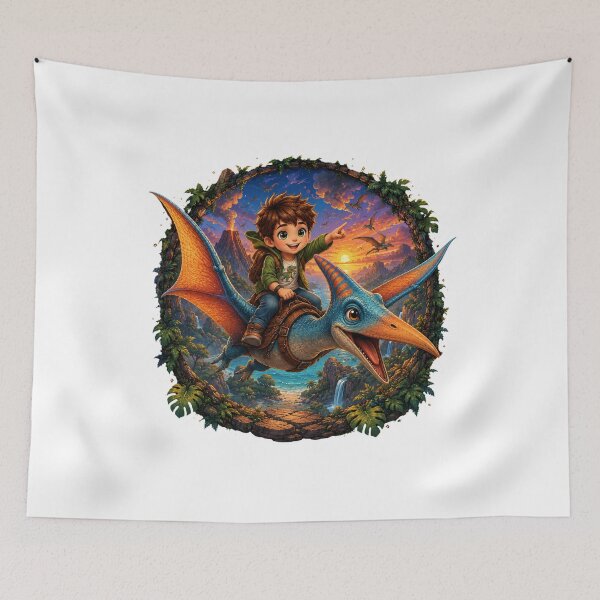 Item preview, Cute Boy Riding Flying Pterodactyl designed and sold by MySthore.