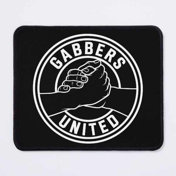 Aperçu de l'œuvre GABBERS UNITED Brotherhood Handshake Hardcore Techno Emblem créée et vendue par SPAZE-Typo.
