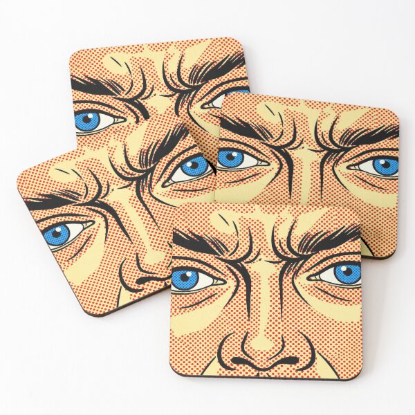Item preview, Retro Pop Art Comic Face Blue Eyes Red Dot Graphic designed and sold by Terry Bain.